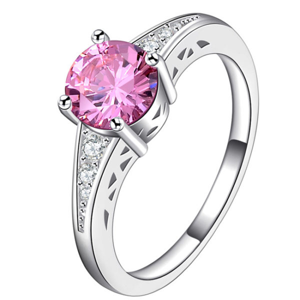 Strieborný prsteň s ružovým zirkónom