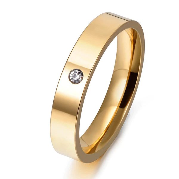 Zlatý prsteň z nehrdzavejúcej ocele so zirkónom