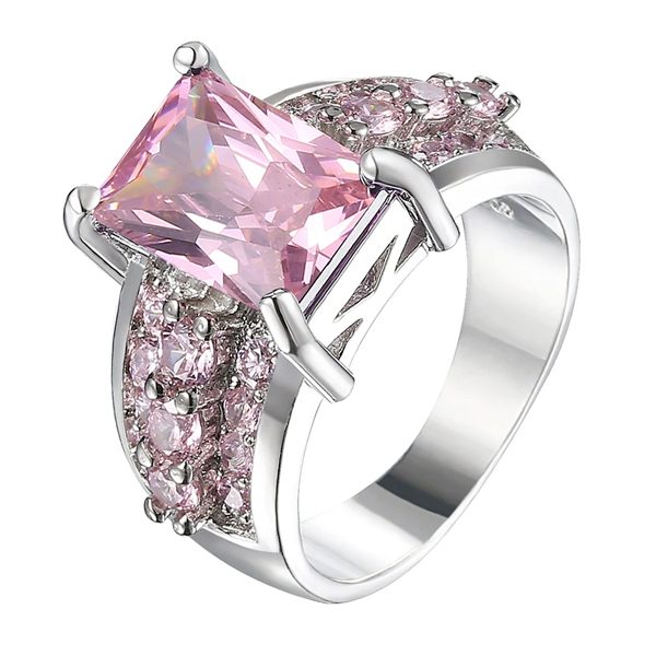 Luxusný široký prsteň s ružovým zirkónom