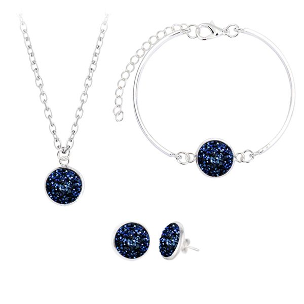 Elegantný 3-set z malých modrých kryštálikov