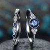 Luxusný dvojset prsteňov s modrým kryštálom