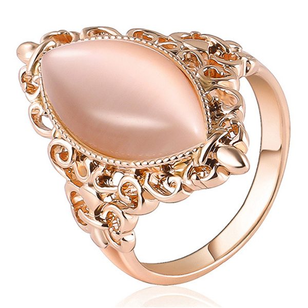 Elegantný ružový prsteň s kameňom mačacie oko