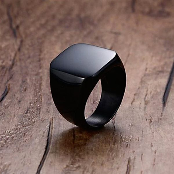 Pánsky prsteň pečatný v čiernej farbe - 10