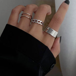 Trojdielny set prsteňov - strieborný